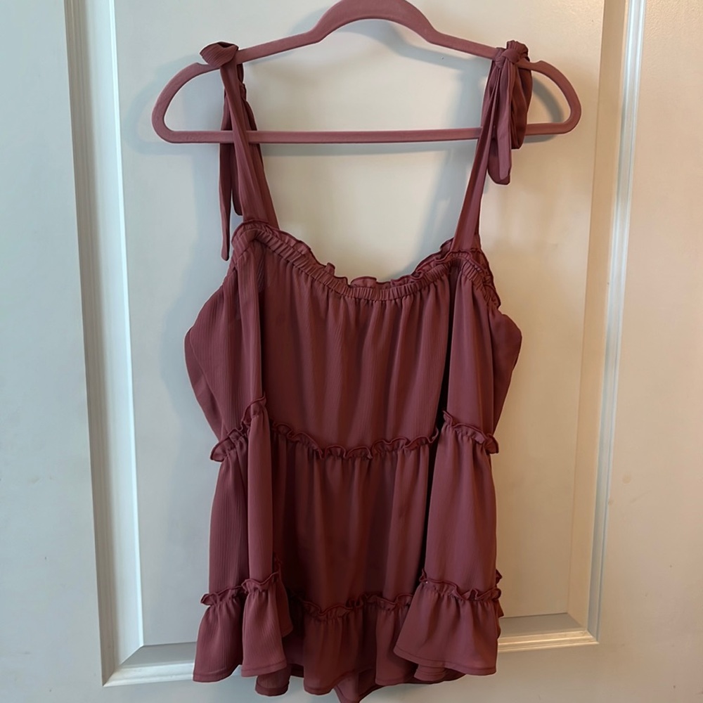 Mauve ruffled blouse